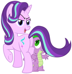 Size: 1470x1491 | Tagged: safe, edit, hundreds of users filter this tag, vector edit, spike, starlight glimmer, dragon, pony, unicorn, g4, bump, butt, eyes on the prize, female, lip bite, looking at butt, male, mare, plot, ship:sparlight, shipping, show accurate, simple background, straight, straight shota, transparent background, underass, vector