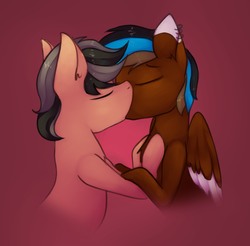 Size: 2119x2089 | Tagged: safe, artist:marsminer, oc, oc only, oc:coco, oc:gizmo, gay, high res, kissing, male