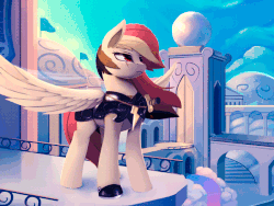 Size: 650x490 | Tagged: safe, artist:rodrigues404, oc, oc only, oc:typhoon, pegasus, pony, fanfic:snow and shadows, animated, armor, majestic, solo