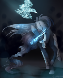 Size: 1300x1600 | Tagged: safe, artist:lunastyczna, oc, oc only, bird, raven (bird), glowing