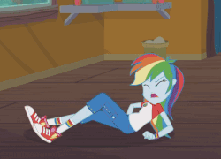 Size: 670x483 | Tagged: safe, screencap, rainbow dash, equestria girls, g4, my little pony equestria girls: legend of everfree, animated, clothes, converse, female, out of context, reversed, shoes, sneakers