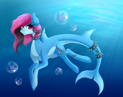 Size: 900x706 | Tagged: safe, artist:fluffymaiden, oc, oc only, original species, shark pony, solo, underwater