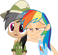 Size: 7500x7064 | Tagged: safe, artist:michaelsety, daring do, rainbow dash, human, g4, stranger than fan fiction, absurd resolution, faic, human coloration, humanized, open mouth, simple background, smug, smugdash, transparent background