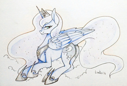 Size: 957x651 | Tagged: safe, artist:limreiart, princess luna, g4, female, solo, traditional art