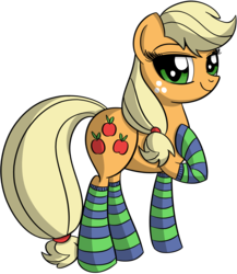 Size: 2500x2877 | Tagged: safe, artist:datapony, applejack, earth pony, pony, g4, clothes, female, high res, simple background, socks, solo, striped socks, transparent background