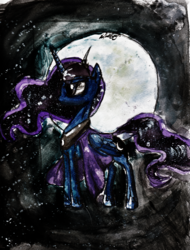 Size: 2530x3323 | Tagged: safe, artist:il-phantom, princess luna, g4, female, high res, moon, solo, traditional art