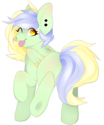 Size: 1024x1234 | Tagged: safe, artist:princesstiramichyuu, oc, oc only, pegasus, pony, colored pupils, looking at you, looking back, looking back at you, one eye closed, raised hoof, raised leg, simple background, solo, strategically covered, tail censor, tongue out, white background, wink