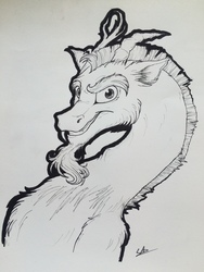 Size: 2448x3264 | Tagged: safe, artist:lupiarts, discord, g4, bust, chest fluff, high res, looking at you, male, portrait, smiling, solo, traditional art