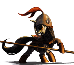 Size: 1024x901 | Tagged: safe, artist:lordgood, pony, unicorn, armor, helmet, infantry, pike