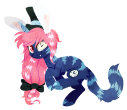 Size: 850x735 | Tagged: safe, artist:spacechickennerd, oc, oc only, oc:tick time, hair bow, hat, solo