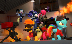 Size: 1680x1050 | Tagged: safe, artist:asmodeusthesexlord, rainbow dash, earth pony, pegasus, pony, unicorn, g4, 3d, butterfly knife, derpy soldier, engiejack, engineer, engineer (tf2), female, fire, flamethrower, gmod, gun, hooves, horn, mare, optical sight, pinkie pyro, pyro (tf2), rainbow scout, rarispy, rifle, rocket launcher, scattergun, scout (tf2), sentry gun, sniper, sniper (tf2), sniper rifle, soldier, soldier (tf2), spread wings, spy, spy (tf2), team fortress 2, twilight sniper, weapon, wings, wrench
