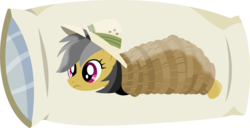 Size: 10275x5277 | Tagged: safe, artist:timelordomega, daring do, g4, stranger than fan fiction, .svg available, absurd resolution, body pillow, bondage, bronybait, daring daki, female, frown, hat, pillow, prone, ropes, simple background, solo, tied up, transparent background, unhappy, vector