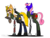 Size: 3500x2625 | Tagged: safe, artist:derpanater, oc, oc only, oc:alto clarinet reed, oc:vibraphone echo, cyborg, cyborg pony, original species, pony, fallout equestria, fallout equestria: dance of the orthrus, black eye, clothes, commission, digital art, fanfic, fanfic art, female, funny, high res, hooves, horn, mare, medic, medical saddlebag, mirage pony, saddle bag, simple background, tattered, transparent background