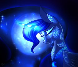 Size: 700x600 | Tagged: safe, artist:derpsonhooves, princess luna, g4, crying, eyes closed, female, moon, solo