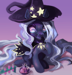 Size: 800x838 | Tagged: safe, artist:tinycat, oc, oc only, female, filly, flask, florence flask, hat, potion, solo, surprised, wizard, wizard hat