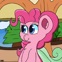 Size: 1800x1800 | Tagged: safe, artist:an-honest-appul, pinkie pie, g4, female, friendship express, solo, train