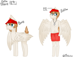 Size: 2424x1896 | Tagged: safe, artist:m-ikochan, derpibooru exclusive, oc, oc only, oc:lucas, pegasus, pony, anthro, unguligrade anthro, anthro ponidox, anthro with ponies, hand in pocket, lifeguard, simple background, transparent background, visor