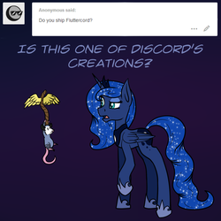 Size: 1000x1000 | Tagged: safe, artist:timid tracks, princess luna, tiberius, alicorn, pony, g4, ask, ask-luna-and-tiberius, pun, tumblr, visual pun