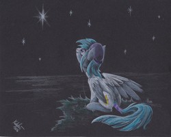 Size: 2984x2388 | Tagged: safe, artist:zene, oc, oc only, oc:wish, pegasus, pony, cap, colored sketch, cutie mark, drawing, grass, happy, hat, high res, hooves, purple eyes, simple background, stars, tail, tail wrap, wings, wish, wishing star