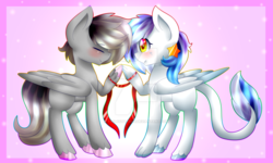 Size: 1023x614 | Tagged: safe, artist:twilystar2015, oc, oc only, oc:digital dusk, oc:star seeker, hybrid, pony