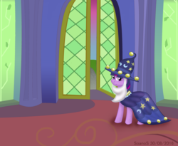 Size: 1024x841 | Tagged: safe, artist:soanos, twilight sparkle, alicorn, pony, g4, female, solo, star swirl the bearded costume, twilight sparkle (alicorn), twilight's castle