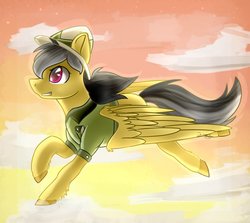 Size: 946x844 | Tagged: safe, artist:jazzerix, daring do, g4, clothes, female, flying, hat, solo