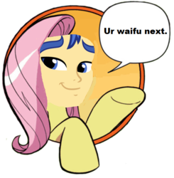 Size: 570x581 | Tagged: safe, flash sentry, fluttershy, g4, brad, exploitable meme, meme, speech bubble, waifu thief