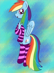 Size: 612x817 | Tagged: safe, artist:neonhuo, artist:periodicbrony, rainbow dash, g4, clothes, collaboration, female, socks, solo, striped socks