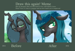 Size: 1170x807 | Tagged: safe, artist:dashy21, queen chrysalis, pony, g4, draw this again, female, solo