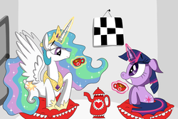 Size: 1600x1067 | Tagged: safe, artist:alessia-nin10doh, princess celestia, twilight sparkle, g4, tea party