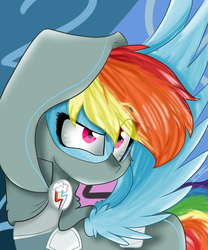 Size: 1024x1229 | Tagged: safe, artist:feathershine1, rainbow dash, dungeons and discords, g4, female, rainbow rogue, solo