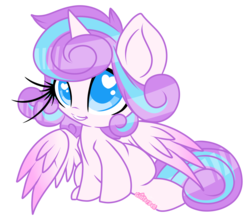 Size: 2398x2095 | Tagged: safe, artist:starlightlore, princess flurry heart, pony, g4, cute, eyelashes, female, flurrybetes, grin, heart eyes, high res, simple background, sitting, smiling, solo, spread wings, transparent background, wingding eyes