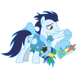 Size: 5000x4419 | Tagged: safe, artist:linormusicbeatpone, rainbow dash, soarin', pegasus, pony, g4, absurd resolution, backwards cutie mark, dancing, duo, female, male, ship:soarindash, shipping, simple background, straight, transparent background, vector