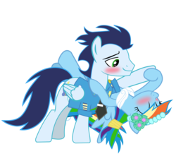 Size: 1875x1657 | Tagged: safe, artist:linormusicbeatpone, rainbow dash, soarin', pegasus, pony, g4, blushing, dancing, duo, female, male, ship:soarindash, shipping, simple background, straight, transparent background, vector