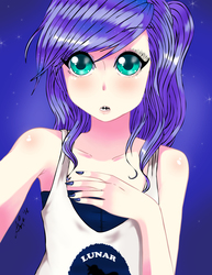 Size: 1690x2188 | Tagged: safe, artist:manhunterj, princess luna, human, g4, braces, clothes, female, humanized, selfie, signature, solo