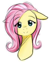 Size: 817x1024 | Tagged: safe, artist:jovalic, fluttershy, pony, g4, bust, female, floppy ears, looking at you, portrait, simple background, solo