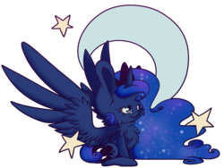 Size: 10616x7976 | Tagged: safe, artist:cutepencilcase, princess luna, g4, absurd resolution, chest fluff, female, fluffy, moon, solo, stars