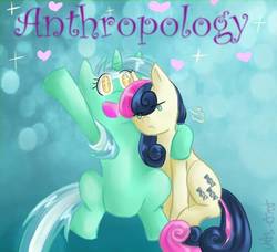 Size: 549x500 | Tagged: safe, artist:uas-art, bon bon, lyra heartstrings, sweetie drops, earth pony, pony, fanfic:anthropology, g4, bon bon is not amused, duo