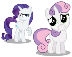 Size: 4120x3260 | Tagged: safe, artist:likemike213, rarity, sweetie belle, pony, unicorn, g4, sleepless in ponyville, :c, belle sisters, duo, duo female, female, filly, foal, frown, high res, mare, sad, siblings, simple background, sisters, sweetie frown, transparent background, vector