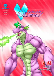 Size: 1200x1697 | Tagged: safe, artist:pia-sama, spike, anthro, comic:rogue diamond, g4, beefspike, comic, cover art, fire, male, older, older spike, solo