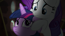 Size: 1920x1080 | Tagged: safe, screencap, rarity, twilight sparkle, alicorn, pony, g4, gauntlet of fire, twilight sparkle (alicorn)