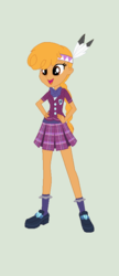 Size: 340x786 | Tagged: safe, artist:obeliskgirljohanny, little strongheart, equestria girls, g4, base used, braid, braided ponytail, clothes, crystal prep academy, crystal prep academy uniform, equestria girls-ified, feather, female, headband, native american, pleated skirt, ponytail, school uniform, shoes, skirt, socks, solo