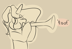 Size: 2359x1610 | Tagged: safe, artist:sile-animus, oc, oc only, oc:sile, musical instrument, toot, trumpet