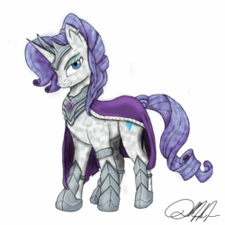 Size: 800x800 | Tagged: safe, artist:the-phoenix-society, rarity, crystal pony, pony, g4, alternate design, alternate universe, fanfic art, female, jewelry, queen, queen rarity, regalia, solo