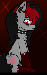 Size: 634x1000 | Tagged: safe, artist:lazerblues, oc, oc only, oc:miss eri, black and red mane, solo, two toned mane