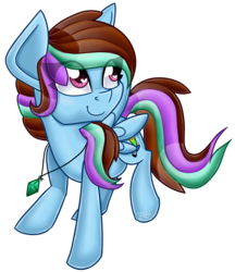 Size: 3343x3865 | Tagged: safe, artist:partypievt, oc, oc only, oc:luna painter, emerald, flying, gem, high res, jewelry, looking away, necklace, simple background, solo, transparent background, wingding eyes