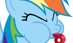 Size: 14400x8468 | Tagged: safe, artist:cyanlightning, rainbow dash, pegasus, pony, g4, hurricane fluttershy, absurd resolution, blowing, blowing whistle, eyes closed, female, mare, mouth hold, puffy cheeks, rainblow dash, simple background, solo, transparent background, vector, whistle