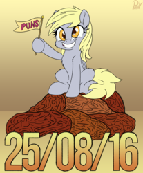 Size: 2535x3066 | Tagged: safe, artist:pirill, derpy hooves, pegasus, pony, g4, date, female, high res, mare, newbie artist training grounds, pun, solo, visual pun