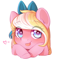 Size: 1451x1471 | Tagged: safe, artist:littlemoshi, oc, oc only, oc:bay breeze, :p, blushing, bust, cute, eye clipping through hair, floating heart, heart, ocbetes, portrait, simple background, solo, tongue out, transparent background