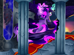 Size: 2000x1500 | Tagged: safe, artist:iloontjexrootser, twilight sparkle, alicorn, pony, equestria girls, g4, corrupted, equestria girls ponified, female, mare, midnight sparkle, ponified, twilight sparkle (alicorn), tyrant sparkle